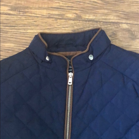 Quilted Navy Blue Jacket with Brown Piping - Picture 2 of 5